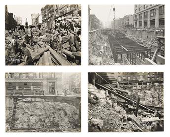 (NEW YORK CITY -- SUBWAY CONSTRUCTION.) Pierre Pullis. Group of 17 photographs by the chief photographer